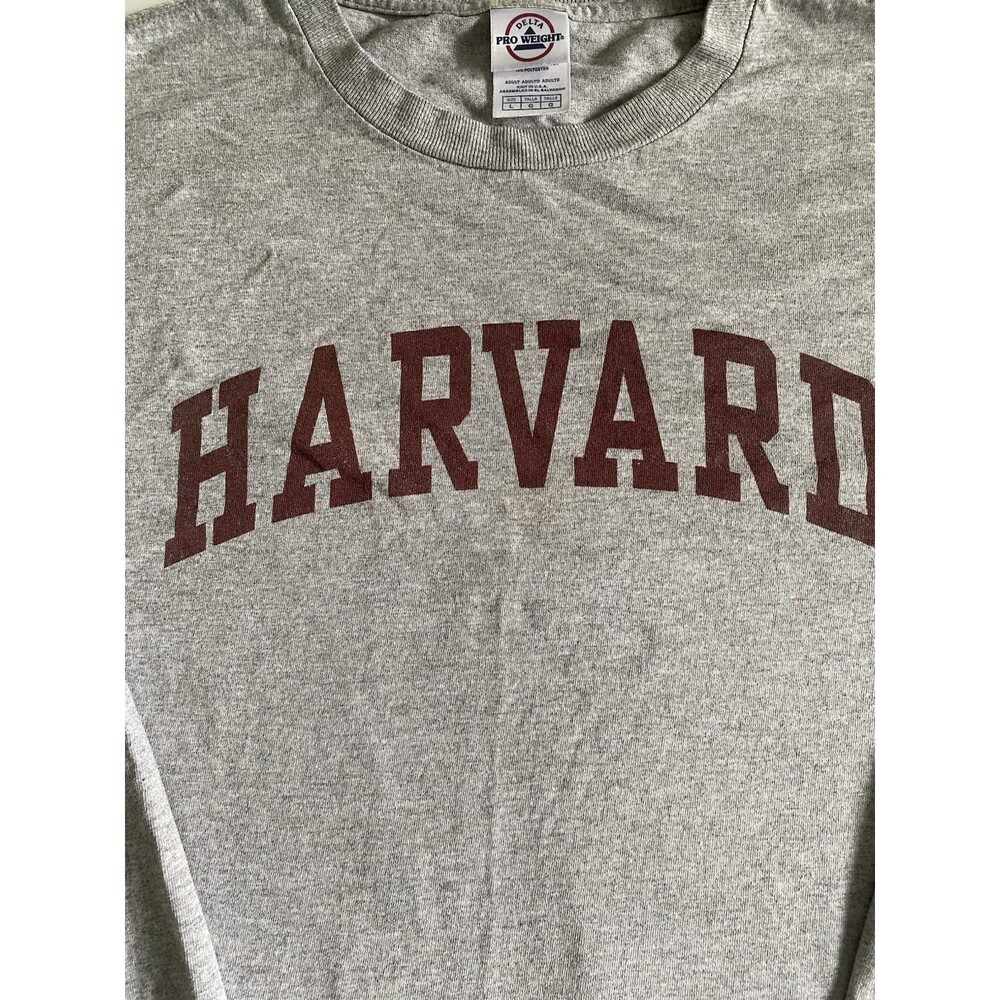 Womens Sz Large HARVARD Gray T Shirt Top Delta Pro Weight - Picture 2 of 5